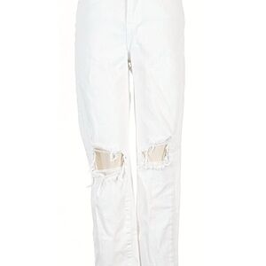 L'AGENCE White Distressed Straight Leg Jeans